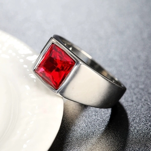 2025 superventas joyería de comercio exterior de moda al por mayor gemas simples anillo de acero de titanio con diamantes para hombres y mujeres - Product Image 3