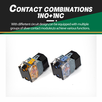 Interruptor de Botón Pulsador de Plástico LVBO 2NO2NC IP53 Impermeable 10A 220V 22mm, Control Industrial, Terminal de Conexión Rápida