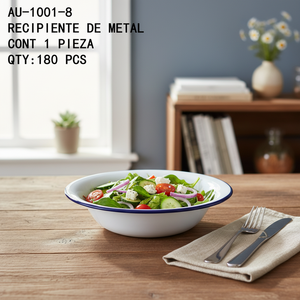 CASAMAX WL AU-1001-8 Piastra Metallica - Diametro 20cm - Finitura bianca elegante con bordo blu navy - Product Image 3