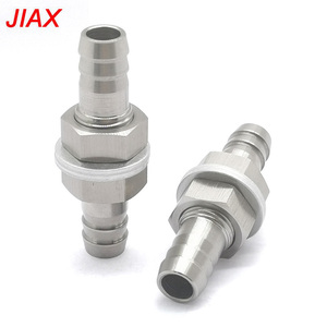 Unión de manguera con conexión de púas de 3/8" de doble extremo tipo Pagoda, accesorio de pasaje de pared para tanque, para tuberías de combustible, aceite y agua en vehículos modificados - Product Image 6