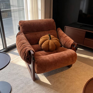Fauteuil de salon élégant et moderne, chaise de lecture confortable en tissu vert olive durable, chaise de bureau contemporaine en bois - Product Image 2