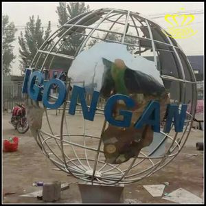 Ornamento de escultura de globo terráqueo de acero inoxidable para exteriores Artesanía de metal soldada a mano con tubo de acero <span class=keywords><strong>Corten</strong></span> - Product Image 5