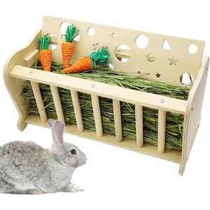 Mangeoire à foin en bois pour lapins, design anti-gaspillage, creuse, pour l'alimentation des lapins - Product Image 1
