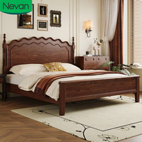Lit king size simple en bois massif noir avec tête de lit, style médiéval, durable, pour adultes, prix de gros
