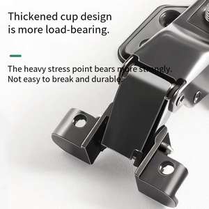 Bisagras de cierre automático para muebles de baño, bisagras hidráulicas de acero plateado de cierre suave para gabinetes, diferentes estilos de sujetadores - Product Image 2