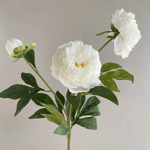 Pivoines artificielles en soie de haute qualité, vente chaude, 3 têtes, pour mariage, fête, décoration florale à la maison - Product Image 4