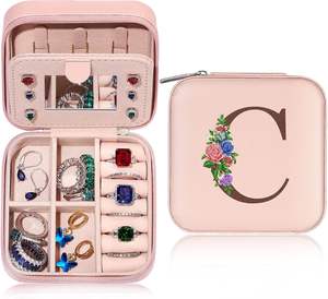 Caja de Joyería de Viaje con Logotipo Personalizado, Espejo, Cuero y Terciopelo, Caja para Collares, Empaque de Alta Calidad, Caja de Almacenamiento - Product Image 1