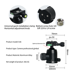 Chuyên nghiệp nhiếp ảnh xách tay <span class=keywords><strong>360</strong></span> độ xoay máy ảnh Tripod cài đặt bóng đầu máy ảnh cài đặt ghế DSR máy ảnh - Product Image 3