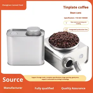 Квадратная банка для хранения кофе в зернах и молотого кофе, пищевая жестяная банка, 200 г, герметичная, большой емкости - Product Image 5