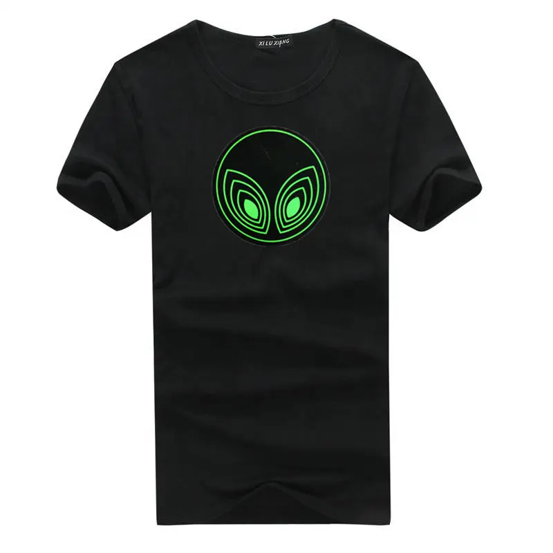 Camiseta led luxuosa recarregável usb, atacado, cor dupla, equalizador para música, festa, recarregável