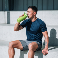 Bouteilles d'eau sport isothermes en acier inoxydable 32 oz, qualité alimentaire, 100 % étanches, avec couvercle à poignée portable et bouchon rotatif