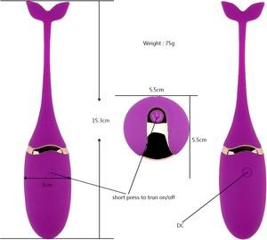 Ovos Vibratórios de <span class=keywords><strong>Silicone</strong></span> com 10 Vibrações e Controle Remoto, com Design de Cauda de Baleia e Formato de Girino, para Masturbação Feminina e Estimulação do Ponto G - Product Image 6