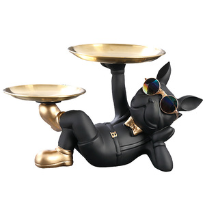 Creative riche <span class=keywords><strong>chien</strong></span> ornement foyer clé plateau <span class=keywords><strong>de</strong></span> rangement bureau assiette à bonbons décoration <span class=keywords><strong>de</strong></span> la maison pendaison <span class=keywords><strong>de</strong></span> crémaillère cadeau - Product Image 1