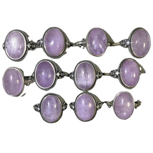 Anelli in Argento 925 di Alta Qualità con Kunzite, Anelli con Gemme, Gioielli in Quarzo Rosa, Artigianato in Cristallo Naturale, Regolabili, per Regalo Quotidiano - Product Image 1