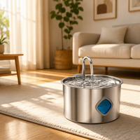 Fontaine à eau pour animaux de compagnie en acier inoxydable de 3,2 L, eau filtrée circulante, distributeur d'eau automatique pour animaux de compagnie, niveau d'eau visible pour animaux de compagnie