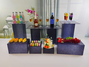 12 Uds. Mesa de exhibición de <span class=keywords><strong>piedra</strong></span> acrílica banquete de boda descanso de té postre soporte de exhibición transparente postre MESA DE Buffet personalización - Product Image 4