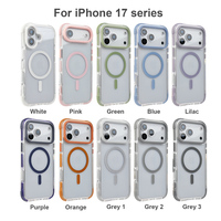 Penutup ponsel iPhone 17 Pro Max, Matte Anti guncangan TPU Bumper PC Panel kasar cincin halus buram