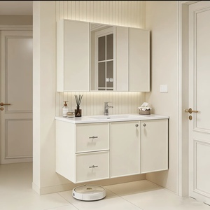 French-style white bathroom <b>cabinet</b> smart mirror <b>cabinet</b> with white countertop <b>wall</b>-<b>mounted</b> basin <b>cabinet</b> - Product Image 4