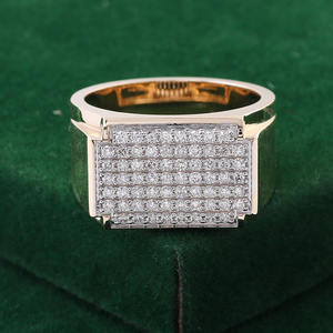 Bague homme en diamant moissanite glacé Offre Spéciale 14k blanc/jaune/rose bague moissanite en or massif pour fiançailles homme - Product Image 1