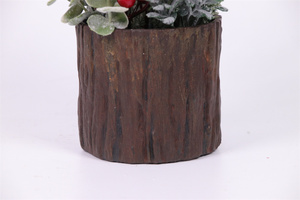 Composizione Natalizia Artificiale in Vaso, Pino Ghiacciato, Eucalipto e Bacche Rosse, Decorazione da Tavolo per Interni - Product Image 3