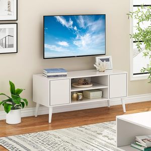 Soporte de <span class=keywords><strong>TV</strong></span> de entretenimiento moderno de mediados de siglo, <span class=keywords><strong>mesa</strong></span> de consola de <span class=keywords><strong>TV</strong></span> de <span class=keywords><strong>55</strong></span> pulgadas con diseño minimalista y estantes de almacenamiento para sala de estar - Product Image 6