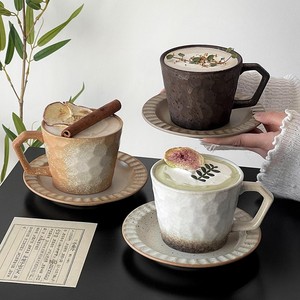 Mug à café en céramique élégant, rétro, à effet de four, résistant aux hautes températures, souvenir vintage, pour le bureau et le thé de l'après-midi, en grès - Product Image 1