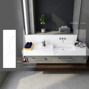 Losas de piedra sinterizada de 800x2400mm y 15mm de grosor, con aspecto de cuarzo Gold Portoro, de porcelana, para cocina y pared. - Product Image 2