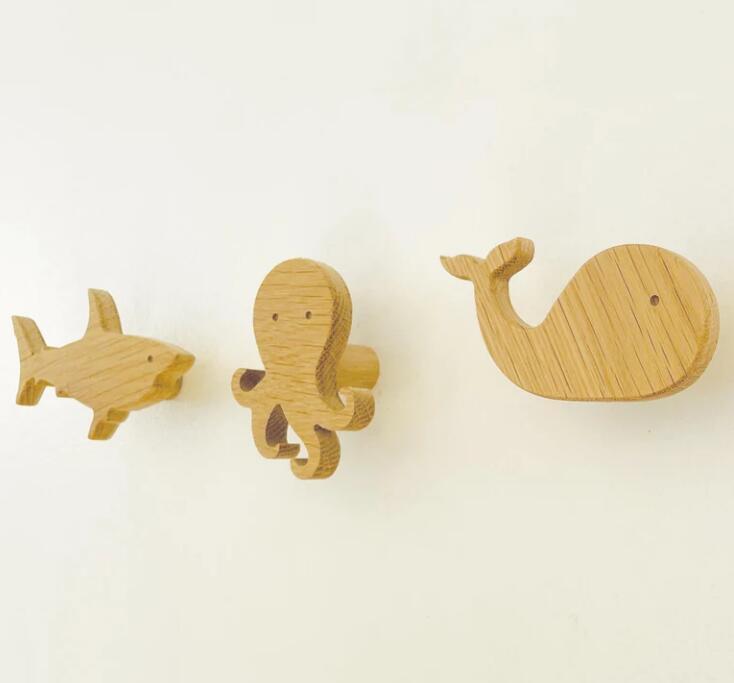 Ganchos De Madera Natural NEXT Con Forma De Animal – 5 Ganchos Sobrepuerta, Diseño Osito, Para Toda La Familia