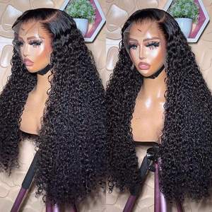 Wasserwellen-Perücke für Schwarze Frauen 100% Echthaar 13x6 HD Lace Front Klebefreie Vorgezupfte Babyhaare Natürlicher Haaransatz Seidig Lang Jetzt - Product Image 1