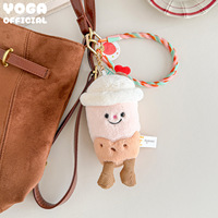 Porte-clés en peluche Hug-Me Série Tasses de Thé au Lait, Mignonne Poupée de Dessin Animé, Cadeau pour Garçons et Filles, 13cm, Rembourrage en Coton PP, pour Sacs à Dos