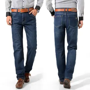 Celana Jeans Formal Klasik Katun Pria, Pakaian Kerja Denim Pria Grosir