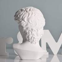 Statue grecque David Buste en résine, faite à la main, peinte à la main, style Lourdes, figurine d'art, objet de collection, décoration pour étagère, table, bureau, maison