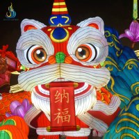 Lanterne de danse du lion traditionnelle personnalisée en gros, lanterne de festival en soie LED étanche pour la célébration du Nouvel An dans le Chinatown