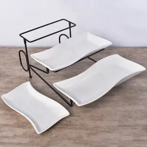 Precios de fábrica, soporte duradero para platos de pastel de 3 niveles, platos de cena a granel baratos de cerámica con estante - Product Image 1