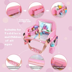 Muestra gratis de bandeja de comida para asiento de coche rosa para niños accesorio imprescindible para juegos al aire libre y viajes por carretera para niños pequeños - Product Image 3