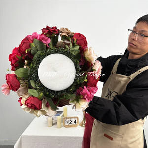 Centros de mesa florales de rosas rojas de seda al por mayor, bolas de flores rojas, centros de mesa para decoración de bodas. - Product Image 6