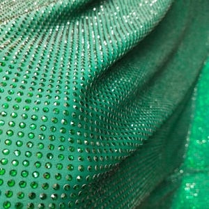 Phổ biến màu xanh lá cây rõ ràng tinh thể Rhinestone hotfix dính vào spandex vải đàn hồi cho trang phục TRIM - Product Image 3