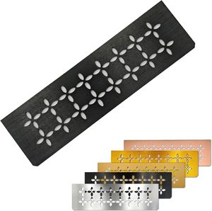 Mensola per Doccia in Alluminio Spazzolato Nero, Mensola Rettangolare per <span class=keywords><strong>Bagno</strong></span> con Design Floreale, Adatta per Nicchie Prefabbricate in Piastrelle - Product Image 1
