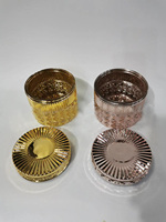 Pot à bougie en verre cristal unique avec récipient en or noir et couvercle pour la décoration de la maison pour Noël