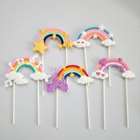 Regenbogen-Kuchendekoration Einsatz Kinderfreundliche Bunte Wolke Herz PVC-Material Topper Ornament Geburtstagsparty-Dekoration