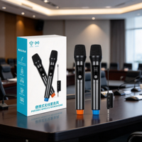 Ensemble de microphones sans fil UHF double HN-303V, micros portatifs sans fil pour karaoké, scène, réunion, discours