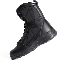 Bottes tactiques noires pour hommes, fermeture éclair latérale, lacets, sangle Velcro, respirantes, semelle en caoutchouc antidérapante pour le travail en extérieur