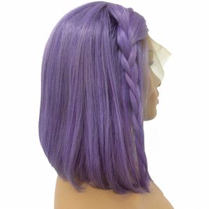 Pelucas Bob de Cabello Humano Morado Claro, 13x4, con Frente de Encaje, Cabello Virgen Remy para Mujer, Liso Sedoso, Encaje Transparente, Color Morado Humo - Product Image 2