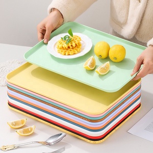 Plateaux de service rectangulaires en plastique empilables et durables pour restaurants, sans BPA, pour la restauration rapide et les hôtels, plateaux de repas économiques en gros - Product Image 1