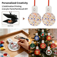 Nouveauté tendance : Décoration de Noël transparente en acrylique vierge pour laser UV, ornements de Noël LED (avec piles)