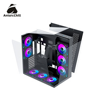 Gabinete Gaming AntarcChill Black Full Tower Panorámico con Panel de Vidrio Frontal y Lateral, Compatible con AIO de 360mm, ATX, USB 3.0