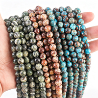 Perles de pierres naturelles mélangées de 4 mm à 12 mm, Larimar bleu, Jaspe Kambaba, Jaspe rond, entretoises pour la fabrication de bijoux DIY