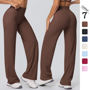 Nouveau pantalon de sport <span class=keywords><strong>pour</strong></span> <span class=keywords><strong>femme</strong></span> en nylon double brossé, coupe large, taille haute, effet push-up, <span class=keywords><strong>pour</strong></span> la <span class=keywords><strong>gym</strong></span> - Product Image 2