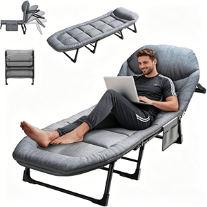 Cama de Camping Plegable con Altura Ajustable, Cama <span class=keywords><strong>para</strong></span> Adultos con Bolsa de Almacenamiento, Cama Portátil <span class=keywords><strong>para</strong></span> Viajes, Playa, Parque, Oficina, Siesta - Product Image 1