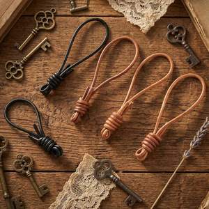 Cordon en cuir tressé fait main de 10 cm, porte-clés DIY, pendentif pour clé de voiture en cuir véritable, accessoires de poupée, breloque - Product Image 2